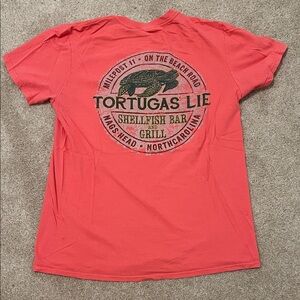 Pink OBX nags head Tortugas Lie Graphic T-Shirt women’s medium beach shirt tee